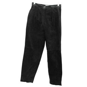 Bagatelle Suede Leather Pants Sz 12 28x30 Pleated High Rise Lined Black NWT